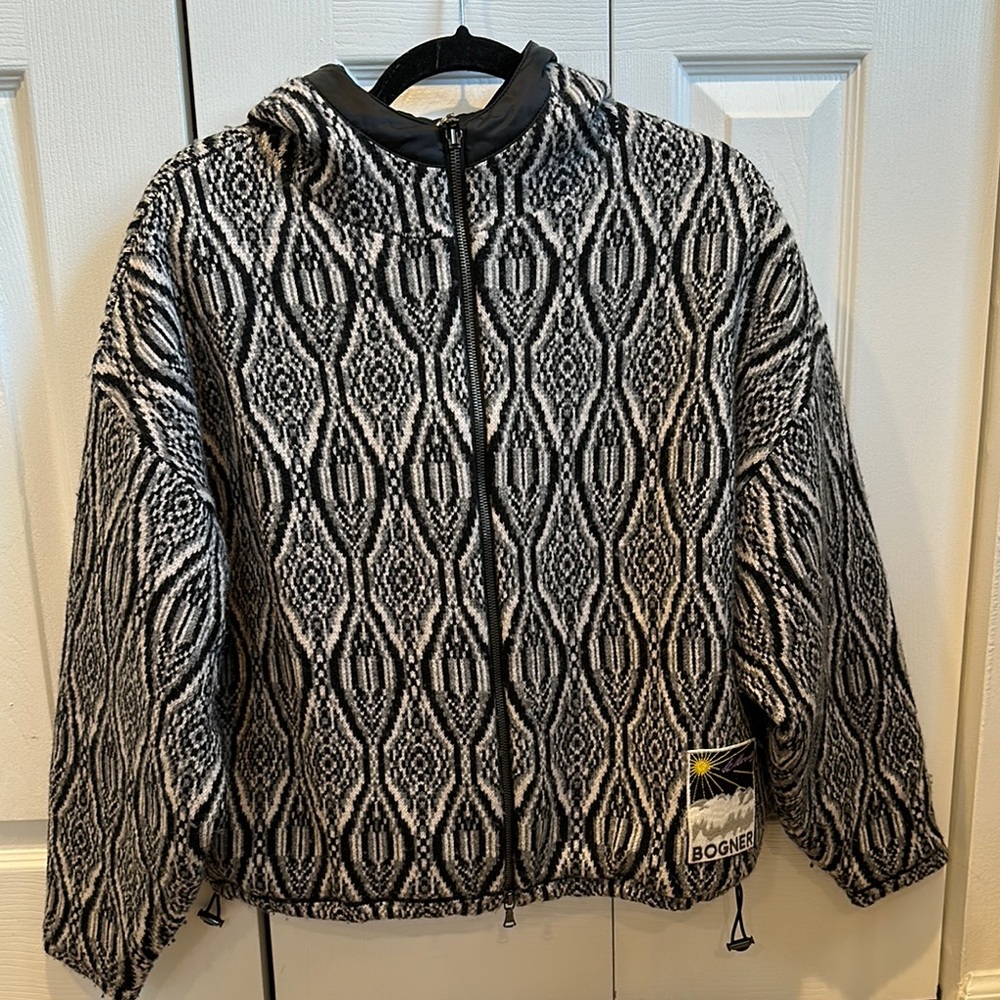 Bogner St. Moritz Black and White Quilted Reversible Wool Jacket
